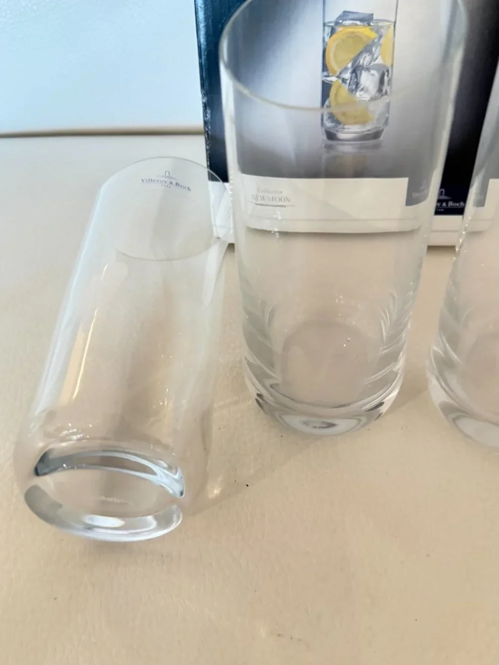 NEW VILLEROY & BOCH NEWMOON CRYSTAL LONGDRINK TUMBLERS SET OF 4 HIGHBALL GLASSES